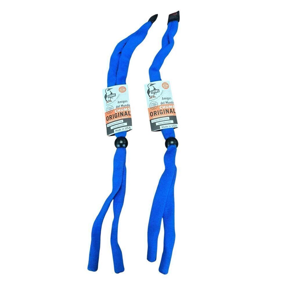 Lot of 2 Chums Original Cotton Eyewear Retainer Sunglass Strap blue USA made